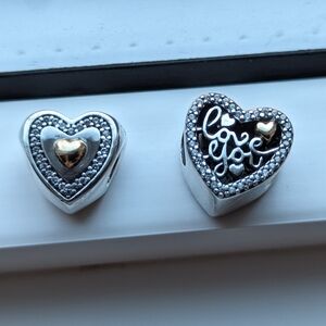 Pandora two tone heart charms